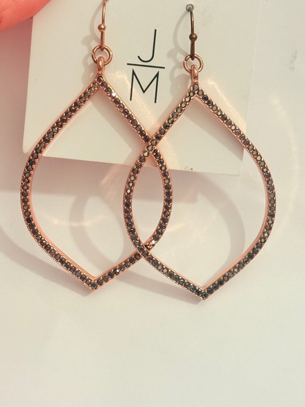 Jillian Michaels Rose Gold Crystal Teardrop Earrings NWT